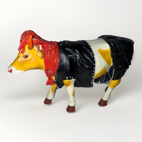 Vintage Cow Parade 2002 Moo'velous Miss Rhinestone Resin Cow Girl 7 Inches - Picture 7 of 7